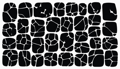 Black and white image of cracked pavement or stone pattern