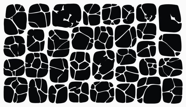 Black and white image of cracked pavement or stone pattern