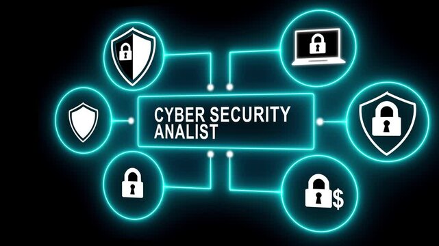 Neon blue flowchart diagram with glowing lines on dark background