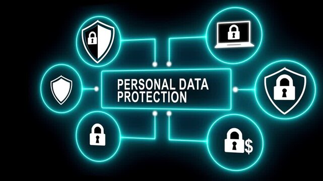 Neon glowing blue flowchart diagram on dark background, business process concept with glowing lines and shapes, futuristic technology design.