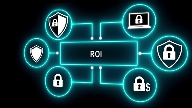 Neon blue flowchart diagram with glowing lines on dark background