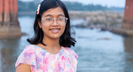 Indian teenager child smiling