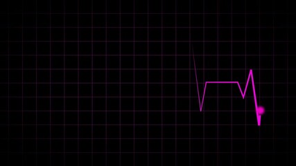Neon pink medical waveform on dark grid background representing healthcare monitoring, cardiology signal analysis, digital medical technology, and abstract clinical data visualization. - Powered by Adobe