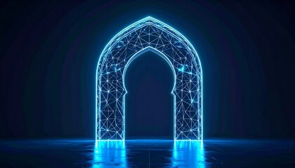Neon Islamic Archway - A Digital Gateway to Spiritual Realms.