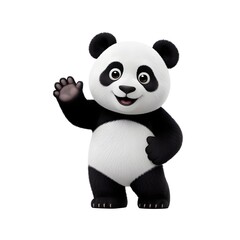 Obraz premium Cheerful panda bear waving hello