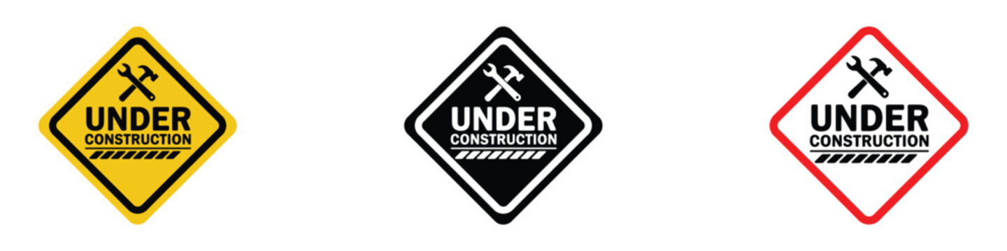Under construction road sign icon vector. site maintenance, undergoing development symbol. vector illustration.