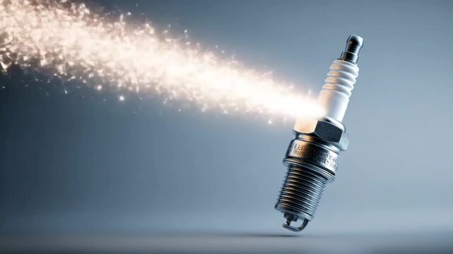 Spark plug sparking, showing the power and energy it produces. Perfect for illustrating engine performance and technology