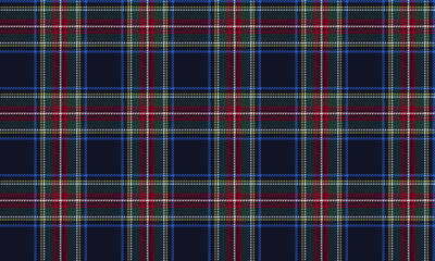 Seamless plaid fabric in navy, green, red, and white is perfect for fashion projects, skirts, trousers, and clothing, creating a classic yet modern look and offering versatile uses.