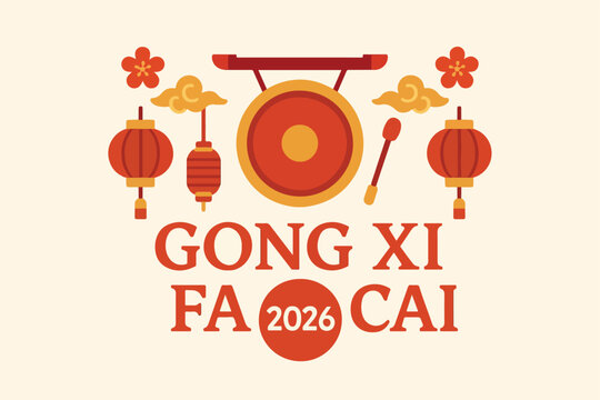 vector greeting Gong Xi Fa Cai Chinese New Year 2026 0010