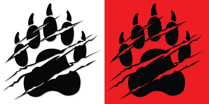 Bear Claw Scratch Paw Print Vector Illustration
