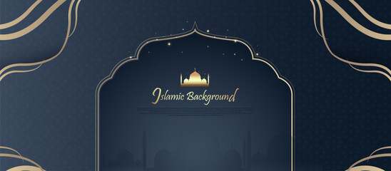 A blue background with gold accents and a gold dome