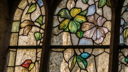 Floral Stained Glass Window - A Symphony of Color and Light.