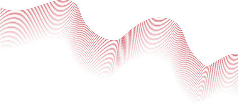 Red gradient wavy lines on white background abstract pattern wave
