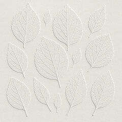 Minimalist Embossed Leaf Pattern on White Paper Texture