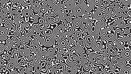 Intricate black and white abstract pattern with flowing, organic curving lines
