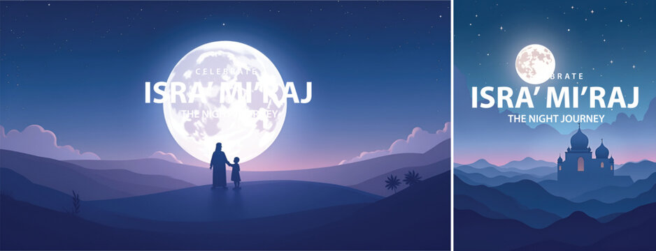 Gradient background islamic isra miraj, isra miraj night journey background for poster, flyer, social media template design