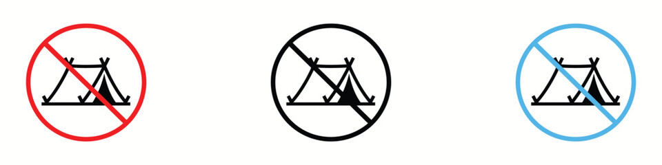 No Camping Allowed Sign icon vector. ban on pitching tents symbol. vector illustration. © MdNurul