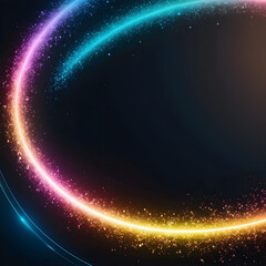 Abstract Glowing Particles with Neon Rainbow Colors on Dark Background