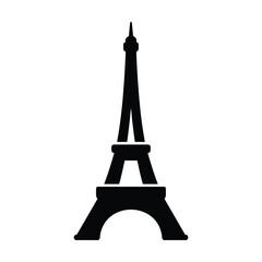 A simple black silhouette depicts the iconic eiffel tower a famous landmark of paris france