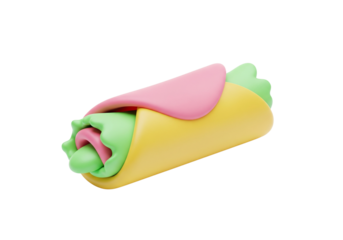 Cartoon Burrito Illustration Food Mexican Wrap Isolated