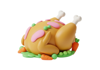 Adorable Cartoon Thanksgiving Turkey Dinner Isolated