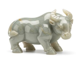 Obraz premium Ox sculpture made from green jade stone