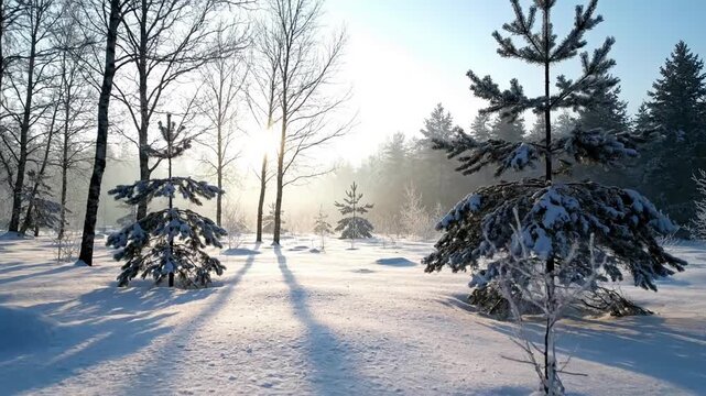 Icy Haze Landscape Capturing the vastness of a frozen natural landscape, where a gentle frosty haze adds depth and a dreamlike quality to the scene. winter fros