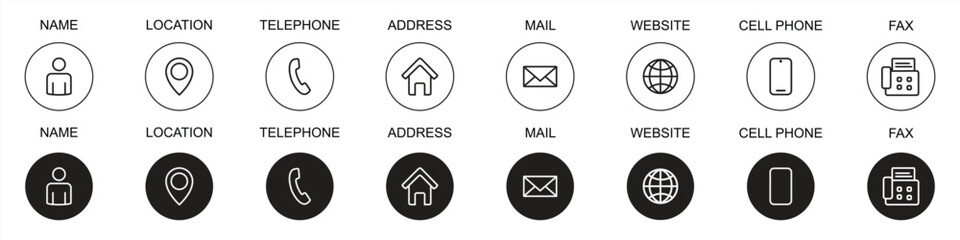 contact information icon, Business card icon set, Vector and illustration.,   © Samsul