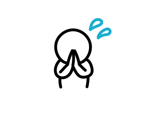 Apology and request pictogram icon with sweat drops