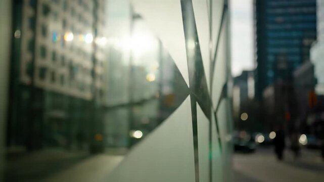 Urban Light Distortion Capture how city lights and sunlight are warped by glass. urban_generic glass refraction