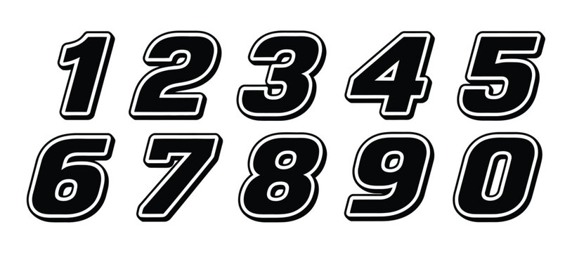 Racing Number Collection Vector, set of start racing numbers, competition digits, sports event graphic, flat design for banners and posters.