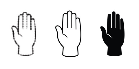 Obraz premium raised hand gesture icon set outline solid halftone vector illustration collection