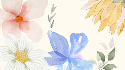 Delicate Watercolor Pastel Floral Arrangement Background Illustration Art