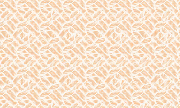 Seamless abstract geometric knot pattern, Soft peach monochrome weave background, Minimalist rope or pretzel texture design