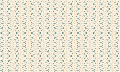 Seamless minimal geometric pattern, Abstract small star and flower texture, Vintage pastel blue and peach textile background