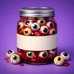 Jar of Googly-Eye Candies with Blank Label