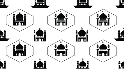 Obraz premium Black and white islamic mosque pattern background Vector