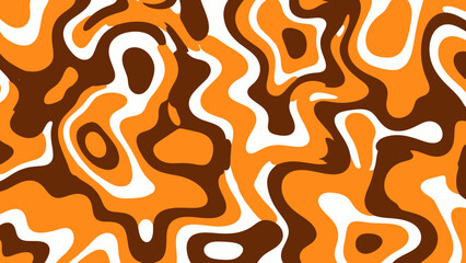 Fototapeta premium Vibrant abstract pattern with orange and brown swirling shapes.