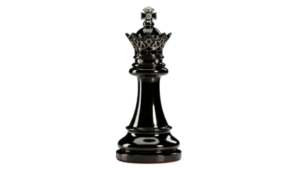 Black Chess King Piece with Ornate Crown isolated PNG with Transparent Background