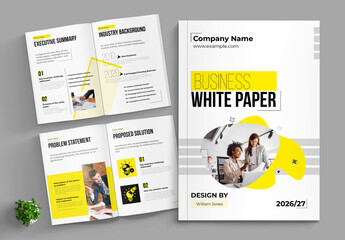 Business White Paper Template With Yellow Color