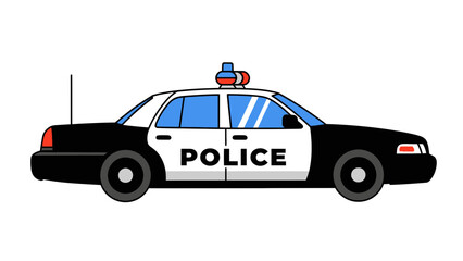 Fototapeta premium Police Car Illustration in Urban Environment for Graphic Design Projects