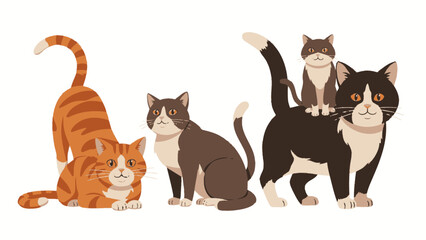 Obraz premium A Digital Illustration of Four Adorable Felines in Various Poses