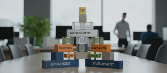 Management pyramid structure teamwork collaboration hierarchy office leadership strategy innovation development