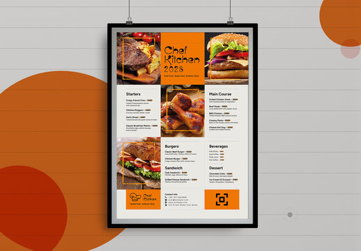 Restaurant Food Menu Layout With Orange Accents