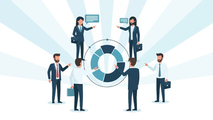 Business Team Collaboration and Data Analysis Concept