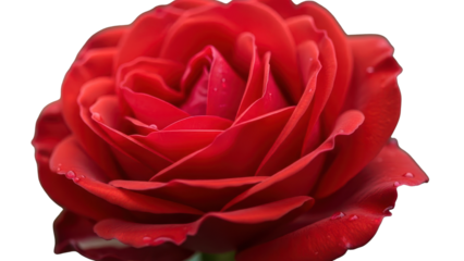 Vibrant Red Rose Blossom with Dew Drops isolated PNG with Transparent Background