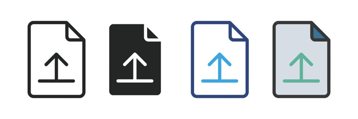File Download Document Icon Set for Data Export and Cloud Storage UI Vector