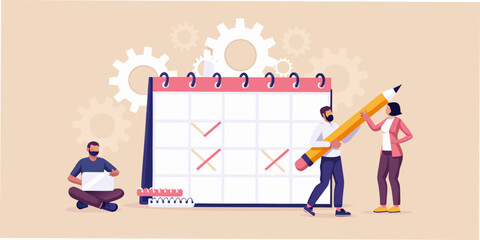 Planning and scheduling with a calendar gears and collaborative team work