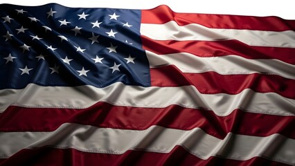 American flag waving in the wind with folds and creases