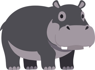 Obraz premium Cartoon Hippo Animal Illustration.